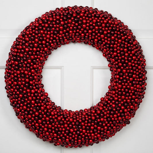 Glitter Red Berry Christmas Wreath with Two Tone Berries 20 Inch Unlit