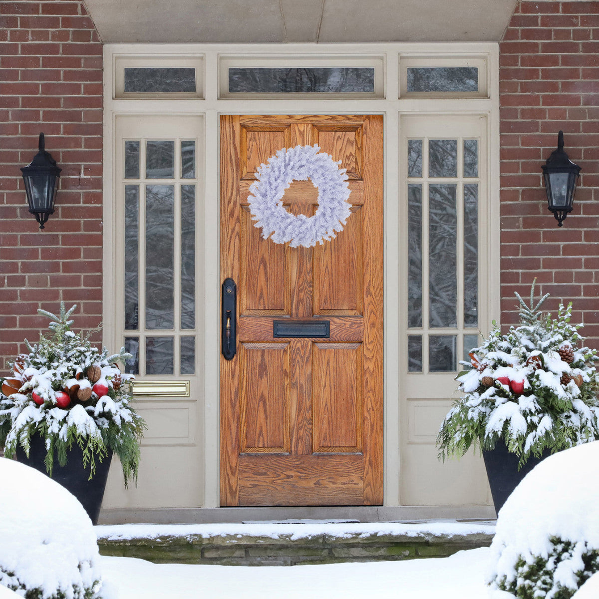 Small White Spruce Christmas Wreath with Bendable Frame 20 Inch Unlit