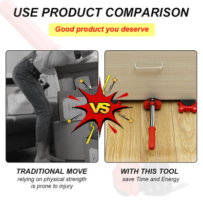 Furniture Lifter with 360-Degree Rotating Pads and Leverage Handle
