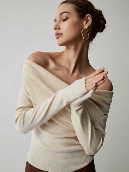 Slim Fit Knit Top with Stretch Blend and Wrist Length Sleeves