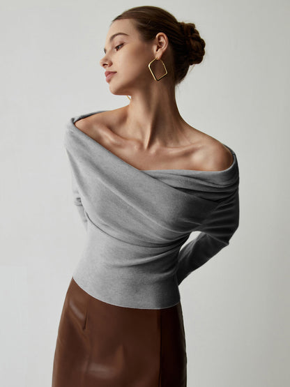 Slim Fit Knit Top with Stretch Blend and Wrist Length Sleeves