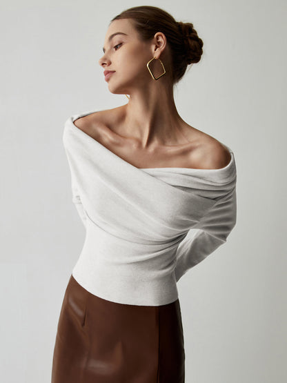 Slim Fit Knit Top with Stretch Blend and Wrist Length Sleeves