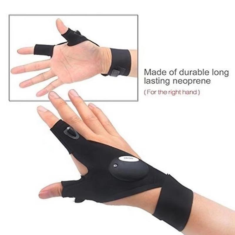 Fingerless Work Gloves with LED Index Finger Lights and Adjustable Strap