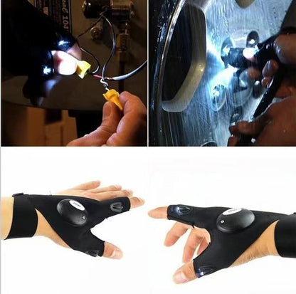 Fingerless Work Gloves with LED Index Finger Lights and Adjustable Strap
