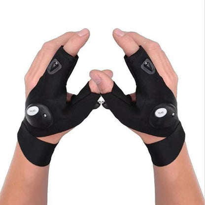 Fingerless Work Gloves with LED Index Finger Lights and Adjustable Strap