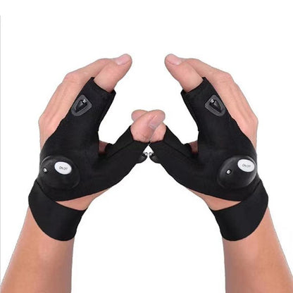 Fingerless Work Gloves with LED Index Finger Lights and Adjustable Strap