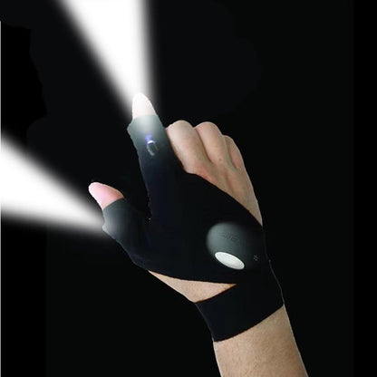 Fingerless Work Gloves with LED Index Finger Lights and Adjustable Strap