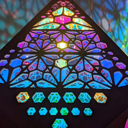 Projection Night Light with Wooden Frame and Colored Wall Patterns
