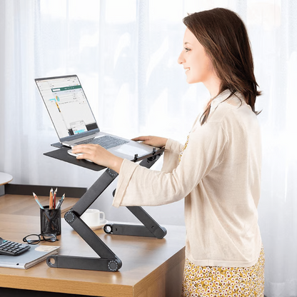 Adjustable Laptop Stand with Detachable Mouse Pad and Rotation Knobs for 7-21in Devices