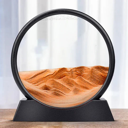 Rotating Sand Art Frame with Colored Grains and Glass Panels
