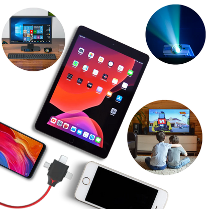 Phone to TV HDMI Cable with Lightning, Type C and Micro Tips