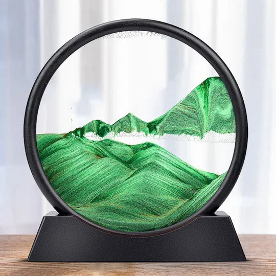 Rotating Sand Art Frame with Colored Grains and Glass Panels