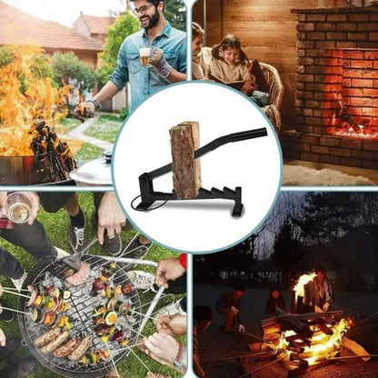 Wall Mounted Firewood Splitter with High Carbon Steel Blade and Multiple Cutting Edges