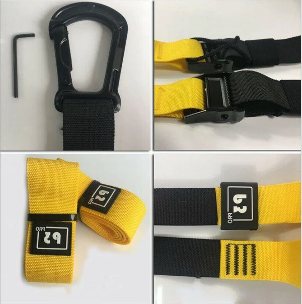 Bodyweight Suspension Trainer with Adjustable Straps and Metal Carabiners, 400lb Capacity