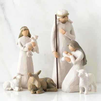 Reclaimed Wood Nativity Set with Stable and Six Hand-Finished Figures