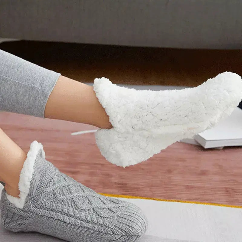 Thermal Socks with Non-Slip Grip and Adjustable Cuff, Breathable Soft Interior All Vera Mart