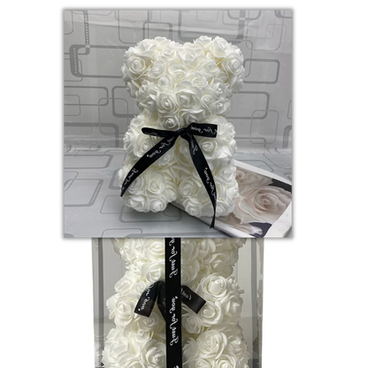 Foam Rose Teddy Bear with Ribbon Accent and Long-Lasting Design