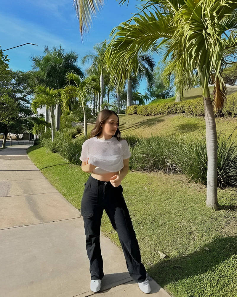 Cargo Pants with Multiple Pockets and Adjustable Waist Belt, Loose Fit
