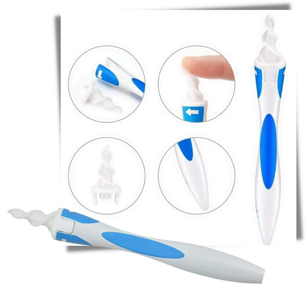 Spiral Silicone Ear Cleaning Tool with 16 Replaceable Tips and Reusable Handle