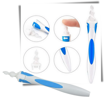 Spiral Silicone Ear Cleaning Tool with 16 Replaceable Tips and Reusable Handle
