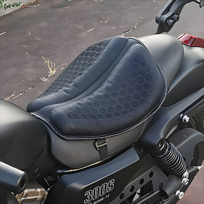 Gel Seat Cushion with Honeycomb Interior and Airflow Groove for Motorcycles