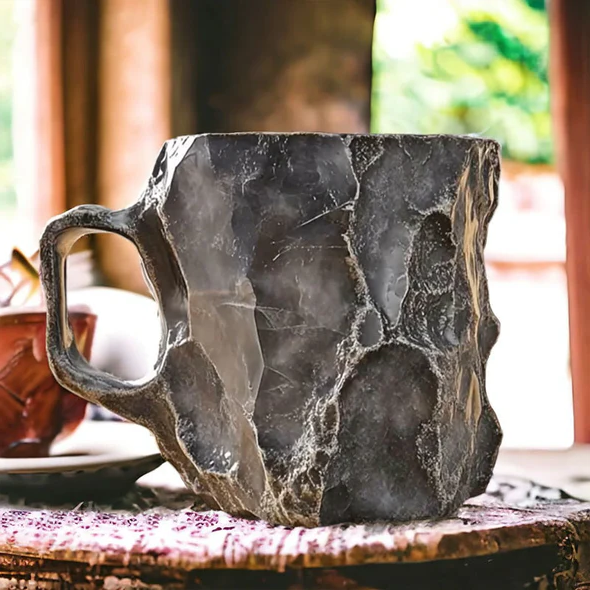 Faceted Crystal Coffee Mug with Geometric Design, 10oz Capacity