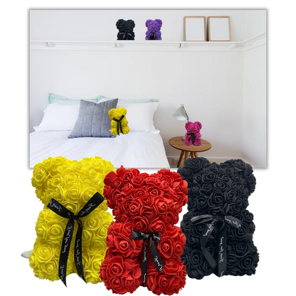 Foam Rose Teddy Bear with Ribbon Accent and Long-Lasting Design