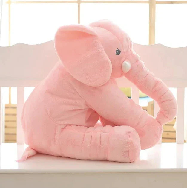 Plush Elephant Pillow with Floppy Ears and Curved Trunk for Babies