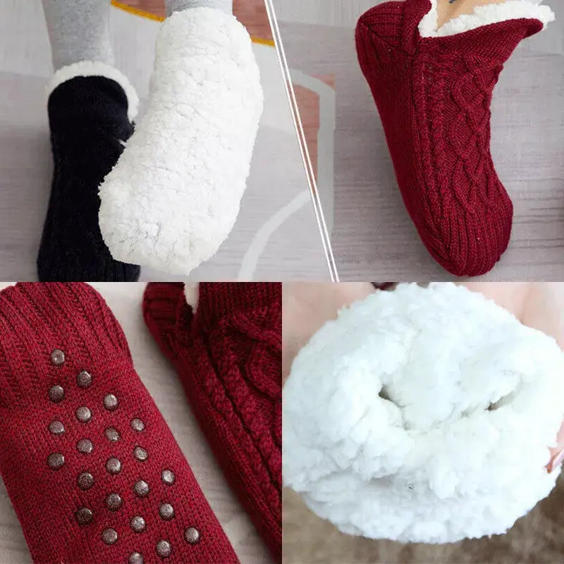 Thermal Socks with Non-Slip Grip and Adjustable Cuff, Breathable Soft Interior All Vera Mart