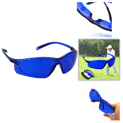 Blue Contrast Golf Ball Finder Glasses with Impact Resistant Frame and Protective Case