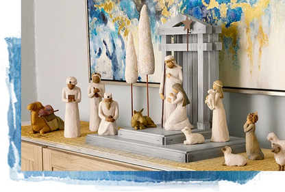Reclaimed Wood Nativity Set with Stable and Six Hand-Finished Figures