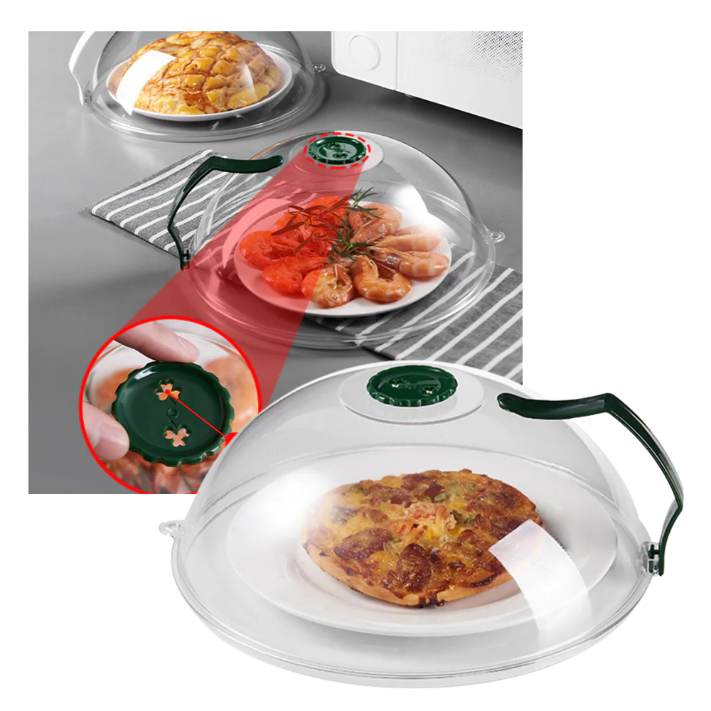 Microwave Splatter Guard with Steam Vent for 10.3in Plates, Dishwasher Safe