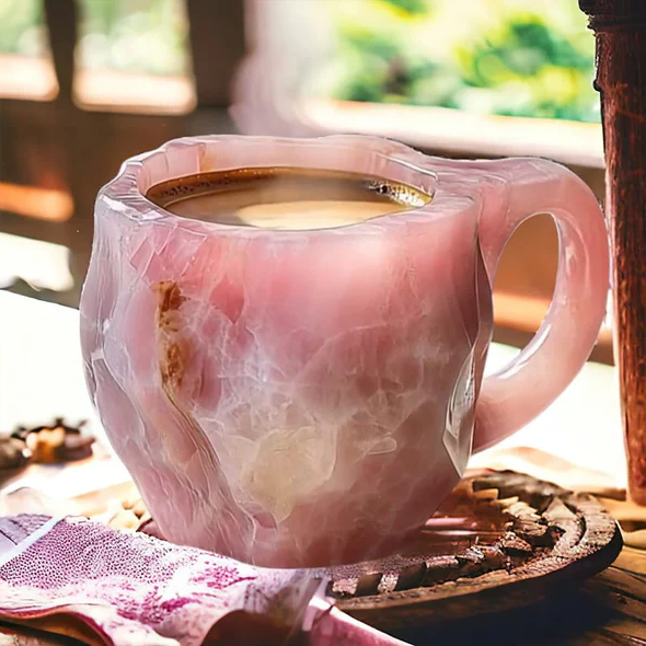 Faceted Crystal Coffee Mug with Geometric Design, 10oz Capacity