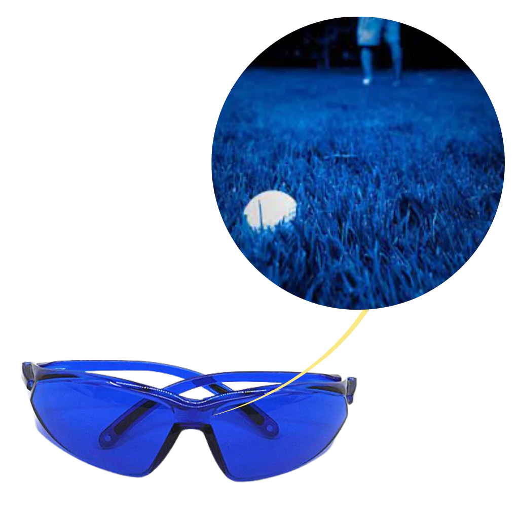 Blue Contrast Golf Ball Finder Glasses with Impact Resistant Frame and Protective Case