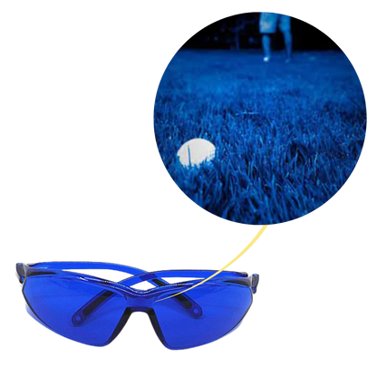 Blue Contrast Golf Ball Finder Glasses with Impact Resistant Frame and Protective Case