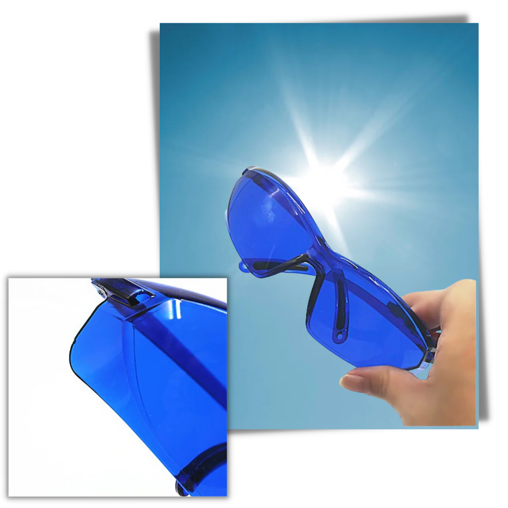 Blue Contrast Golf Ball Finder Glasses with Impact Resistant Frame and Protective Case