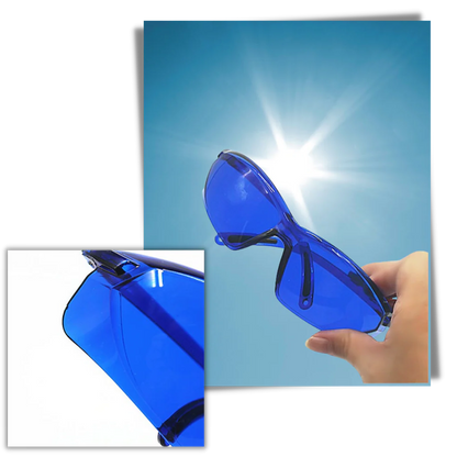 Blue Contrast Golf Ball Finder Glasses with Impact Resistant Frame and Protective Case