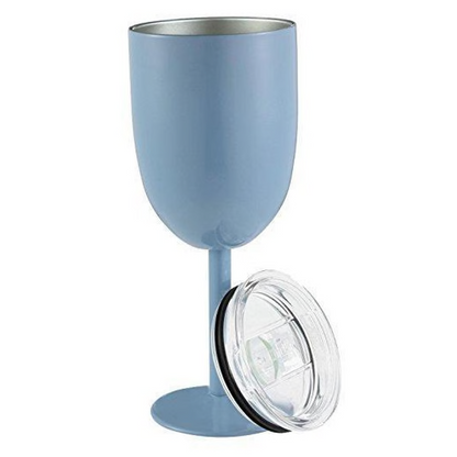 Double Wall Stainless Steel Wine Cup with Leak Resistant Lid and Condensation Free Exterior