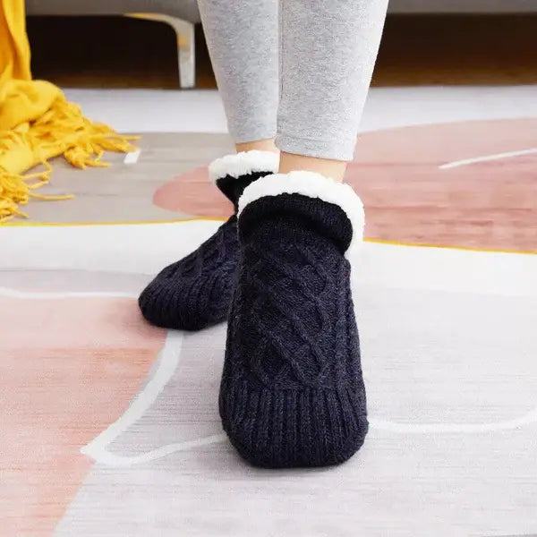 Thermal Socks with Non-Slip Grip and Adjustable Cuff, Breathable Soft Interior All Vera Mart