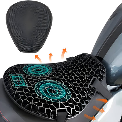 Gel Seat Cushion with Honeycomb Interior and Airflow Groove for Motorcycles