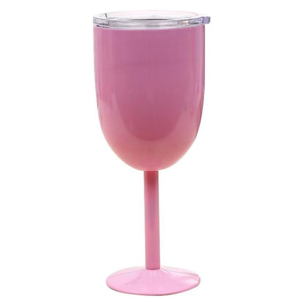 Double Wall Stainless Steel Wine Cup with Leak Resistant Lid and Condensation Free Exterior