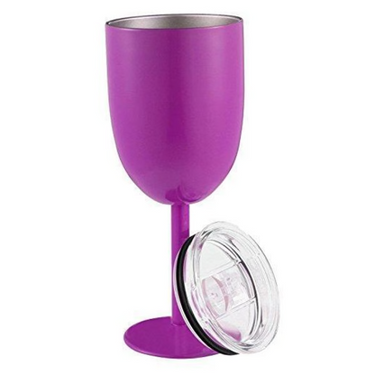 Double Wall Stainless Steel Wine Cup with Leak Resistant Lid and Condensation Free Exterior