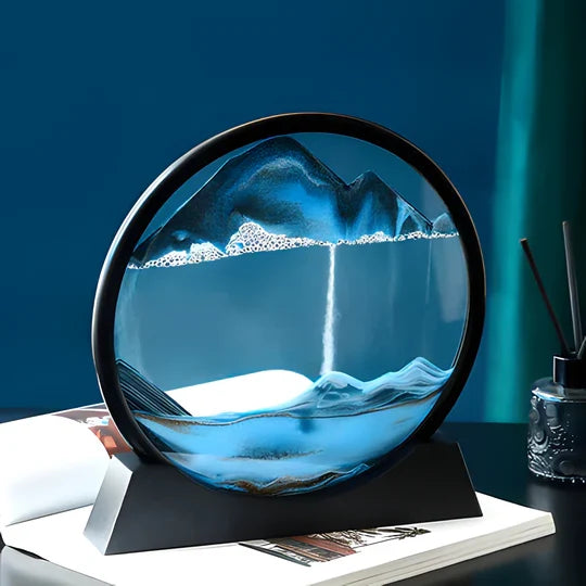 Rotating Sand Art Frame with Colored Grains and Glass Panels