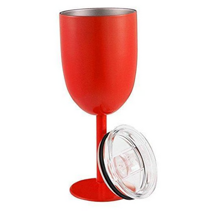 Double Wall Stainless Steel Wine Cup with Leak Resistant Lid and Condensation Free Exterior
