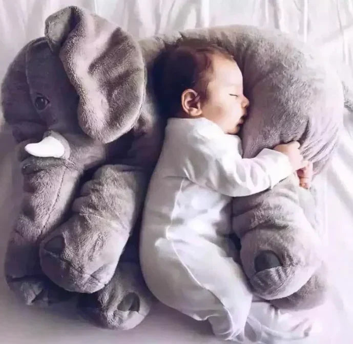 Plush Elephant Pillow with Floppy Ears and Curved Trunk for Babies