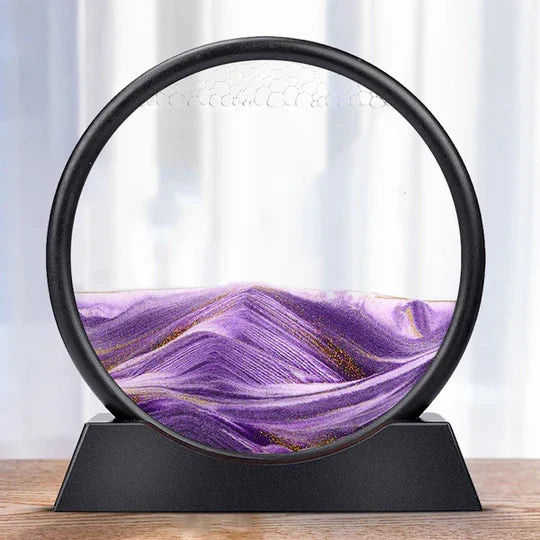 Rotating Sand Art Frame with Colored Grains and Glass Panels