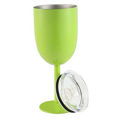 Double Wall Stainless Steel Wine Cup with Leak Resistant Lid and Condensation Free Exterior