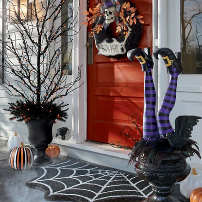 Witch Leg Stakes for Halloween Yard Decoration with Striped Design, Set of 2