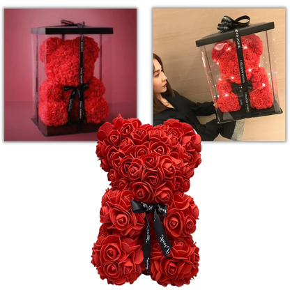 Foam Rose Teddy Bear with Ribbon Accent and Long-Lasting Design