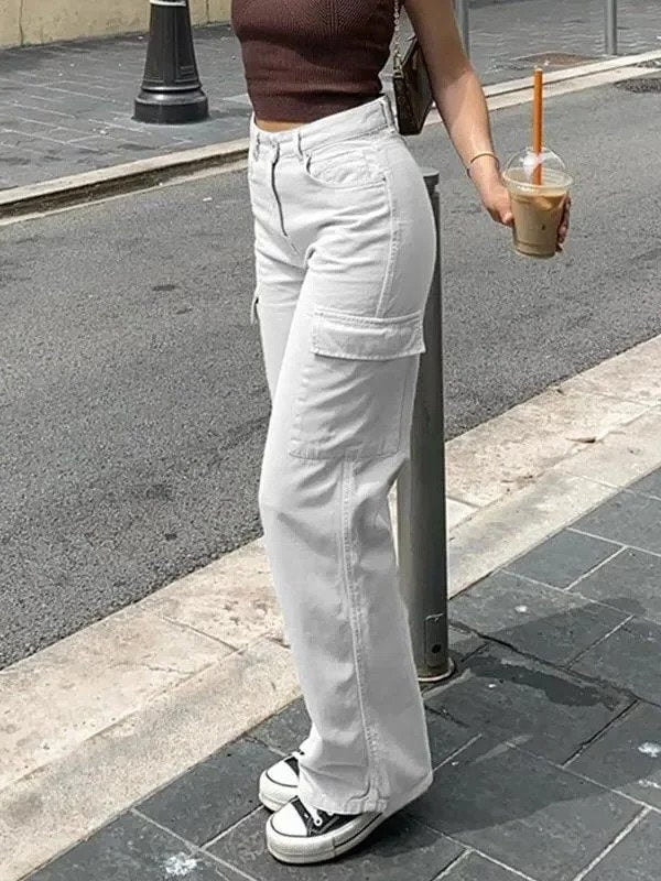 Cargo Pants with Multiple Pockets and Adjustable Waist Belt, Loose Fit